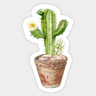 Hand painted Watercolor Cactus in Terracotta pot Sticker